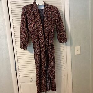 Vintage Sea Island Loungewear Paisley Robe with travel bag made in USA